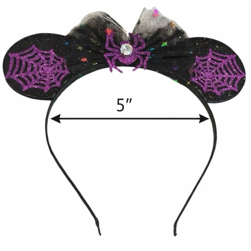 Disney Spider Minnie Mouse Halloween Ears Headband Tulle Bow w/ Purple Set of 10